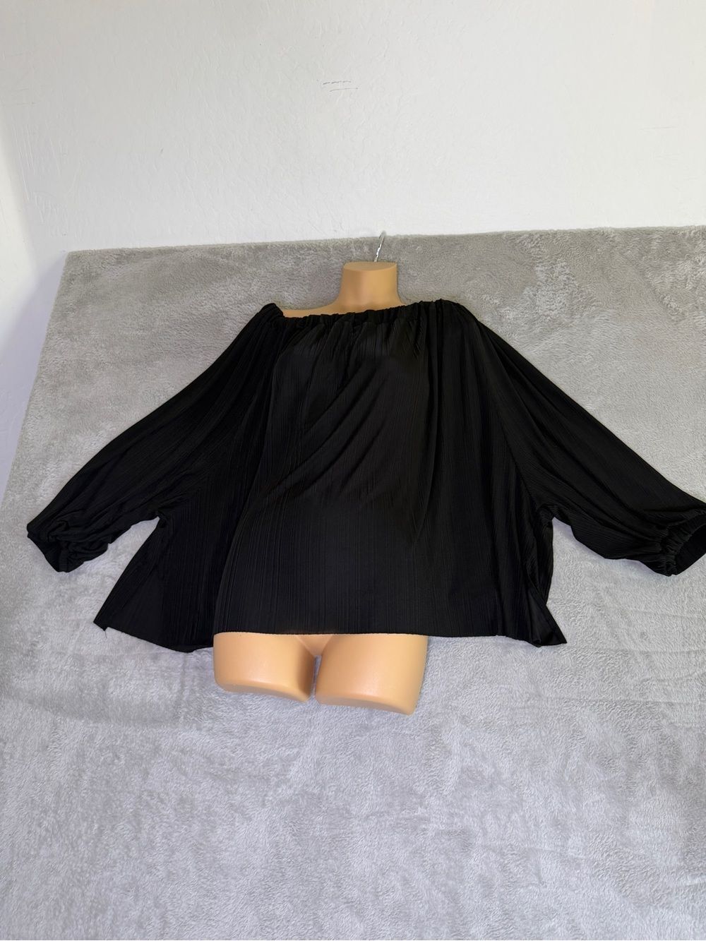 Intimately Free People Black Off-Shoulder Peasant Top L